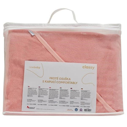 Detská Luxusná Froté Osuška s Kapucňou New Baby Comfortably 100x100 Cm Pink - Osušky a Poncha - New Baby