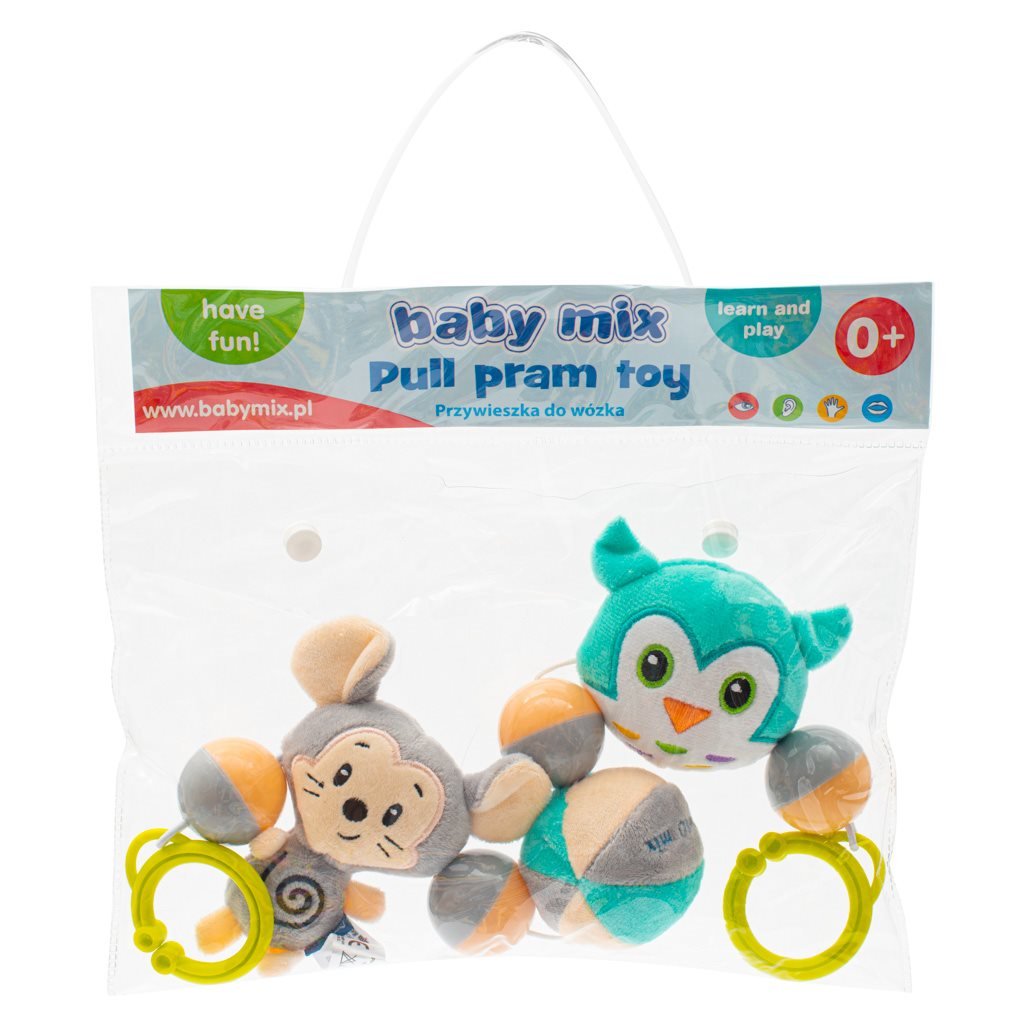 Detská Plyšová Hrkálka do Kočíka Baby Mix Myš a Sova - Hrkálky - Baby Mix