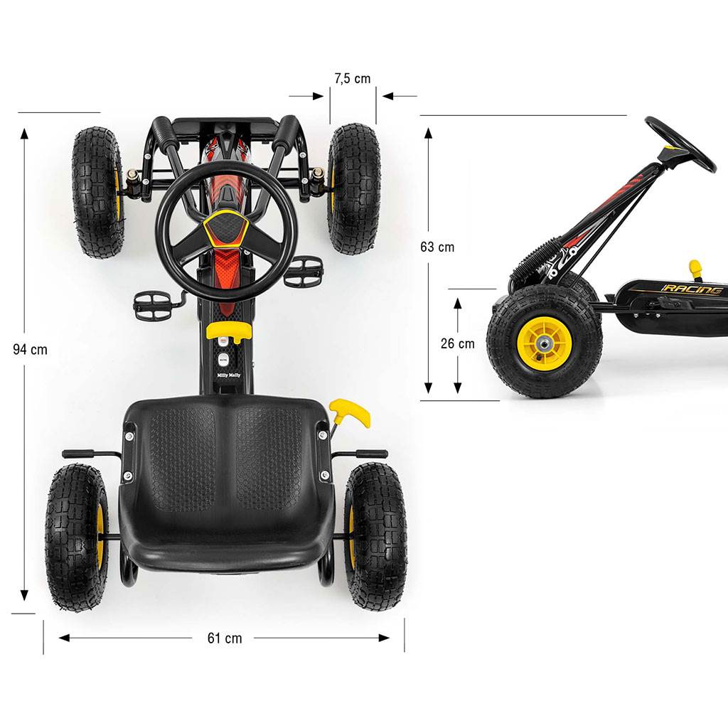 Detská šliapacia Motokára Go-kart Milly Mally Thor čierna - Pedálové Autá - Milly Mally