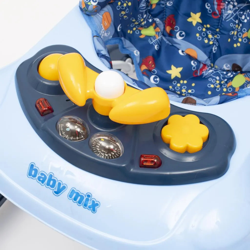 Detské Chodítko Baby Mix s Volantom a Silikónovými Kolieskami Tmavo Modrá - Chodítka - Baby Mix