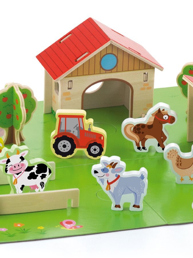 Detské Drevené 3d Puzzle Viga Farma - Puzzle pre Najmenších