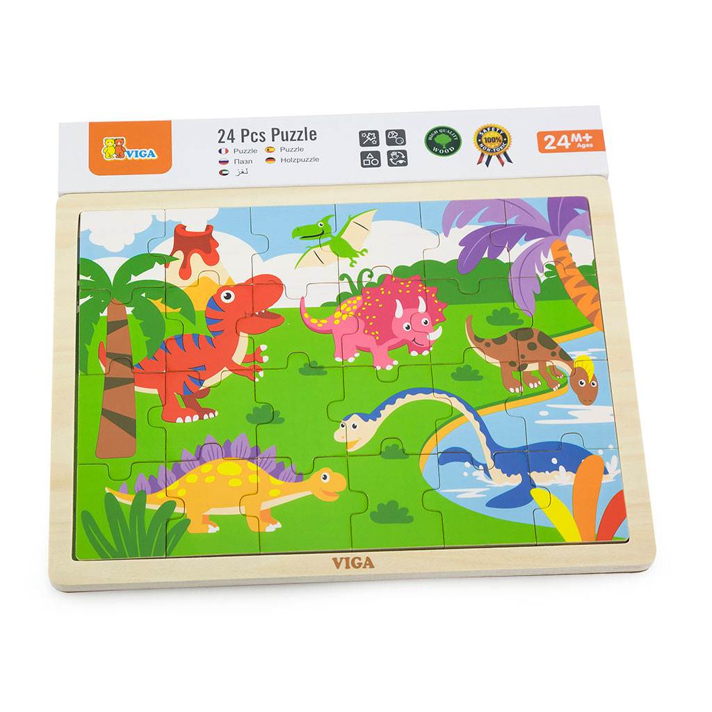 Detské Drevené Puzzle Viga Dino - Puzzle pre Najmenších