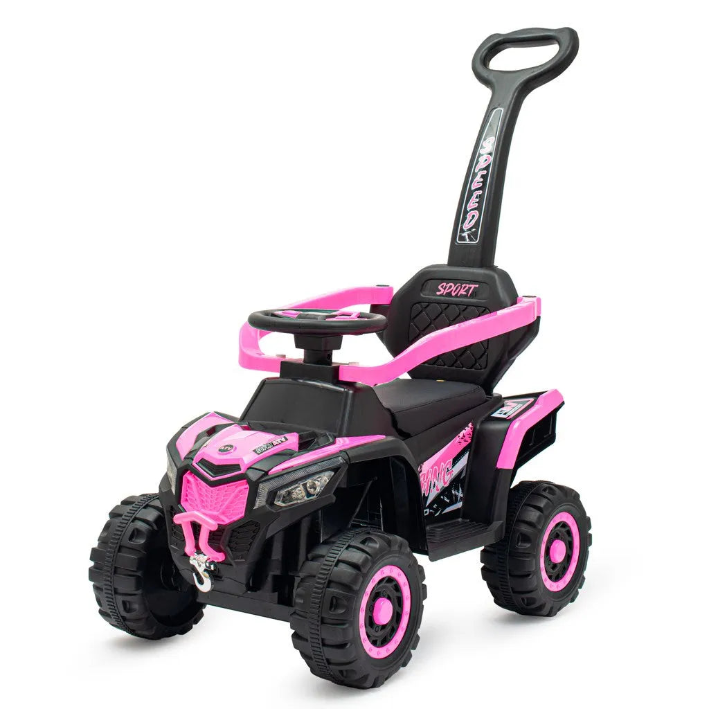 Detské Elektrické Odrážadlo Baby Mix Ruggy s Vodiacou Tyčou Baby Pink - Odrážadlá - Baby Mix