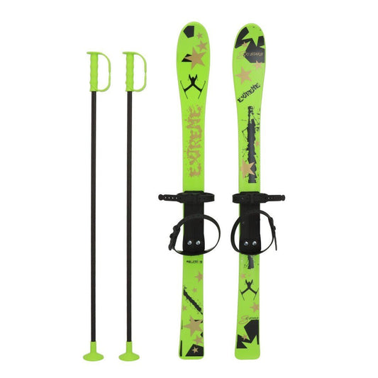 Detské lyže s viazaním a palicami Baby Mix 90 cm zelené - Plastové lyže - KiiDS.SHOP