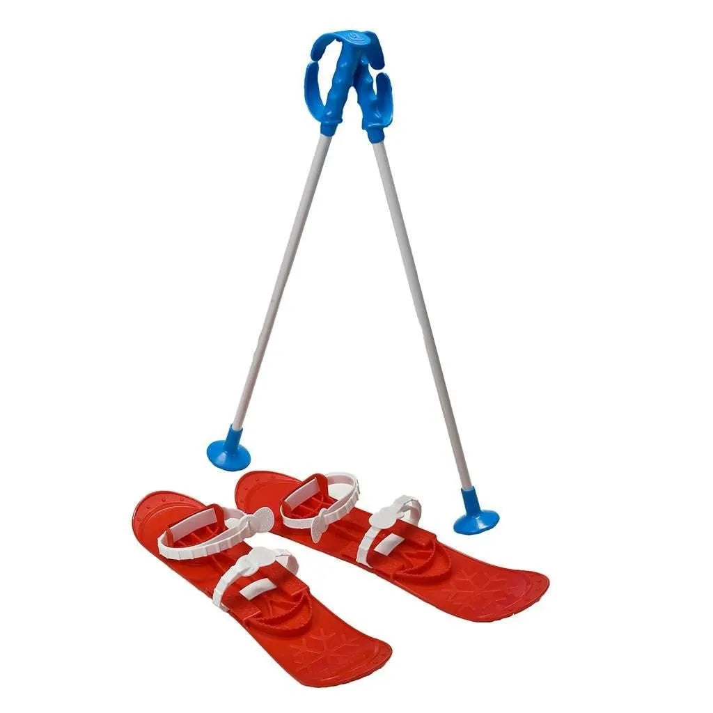 Detské Lyže s Viazaním a Palicami Baby Mix Big Foot 42 Cm červené - Plastové - Baby Mix