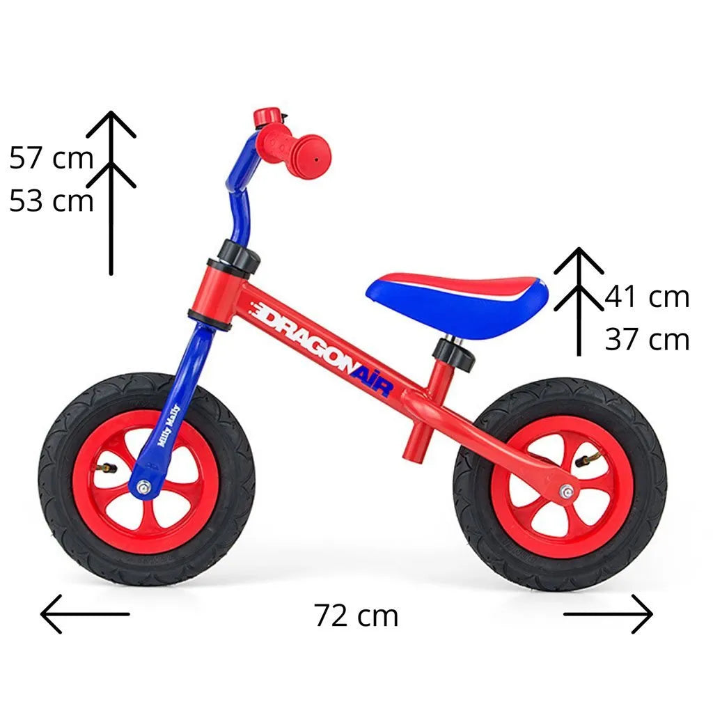 Detské Odrážadlo Kolo Milly Mally Dragon Air Red-blue - Balančné Bicykle - Milly Mally