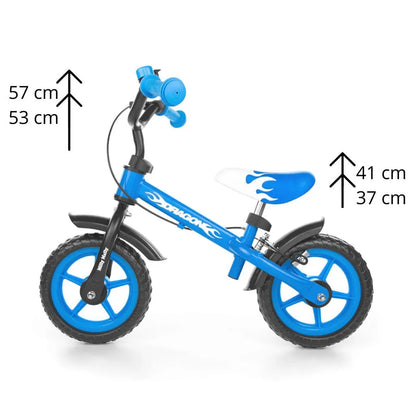 Detské Odrážadlo Kolo Milly Mally Dragon s Brzdou Blue - Balančné Bicykle - Milly Mally