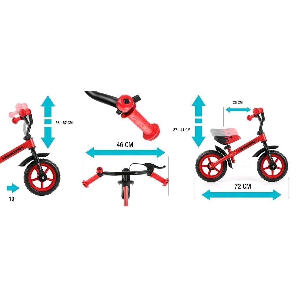 Detské Odrážedlo Kolo Milly Mally Dragon s Brzdou Green - Balančné Bicykle - Milly Mally