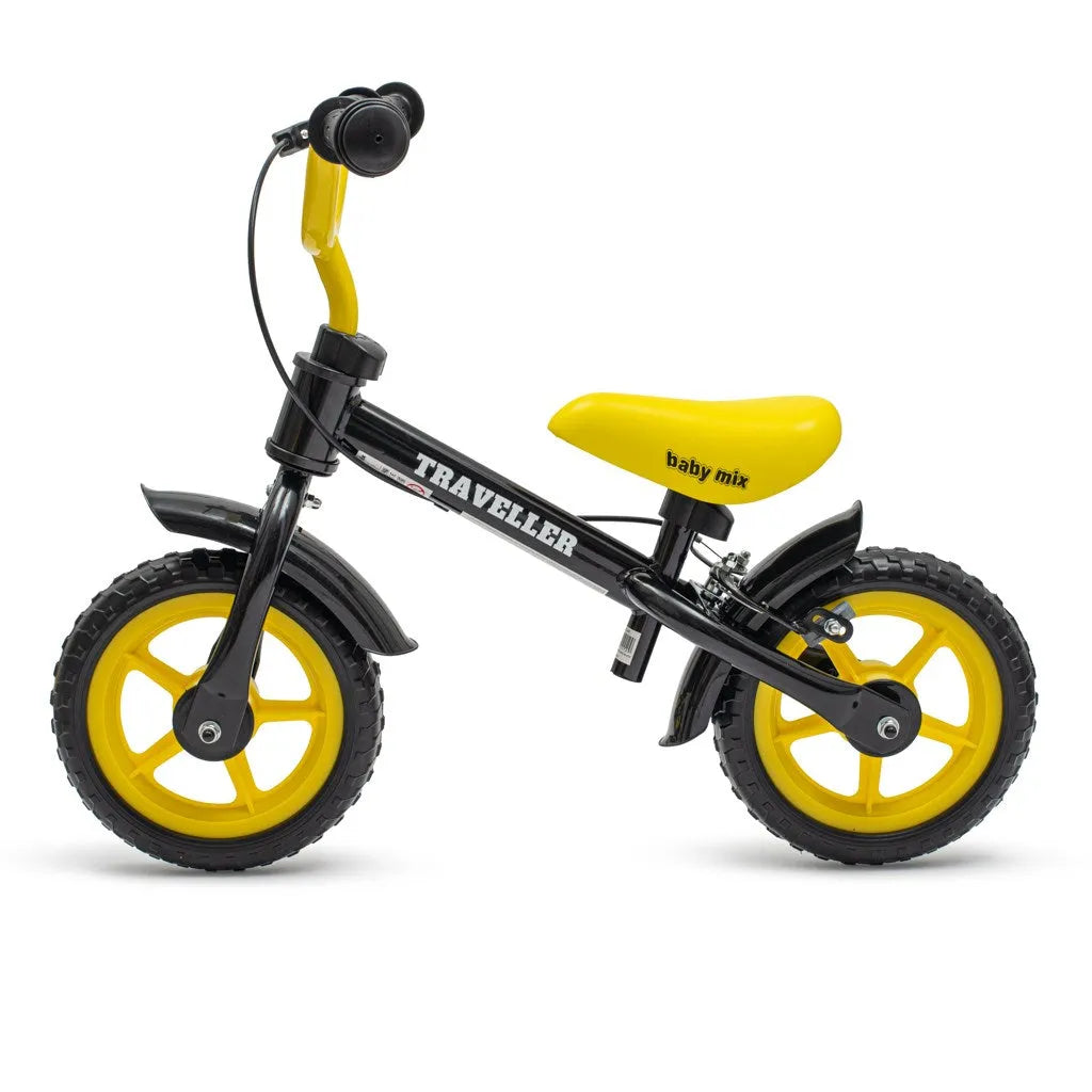 Detský Balančný Bicykel s Brzdou Baby Mix Traveller čierny - Balančné Bicykle - Baby Mix