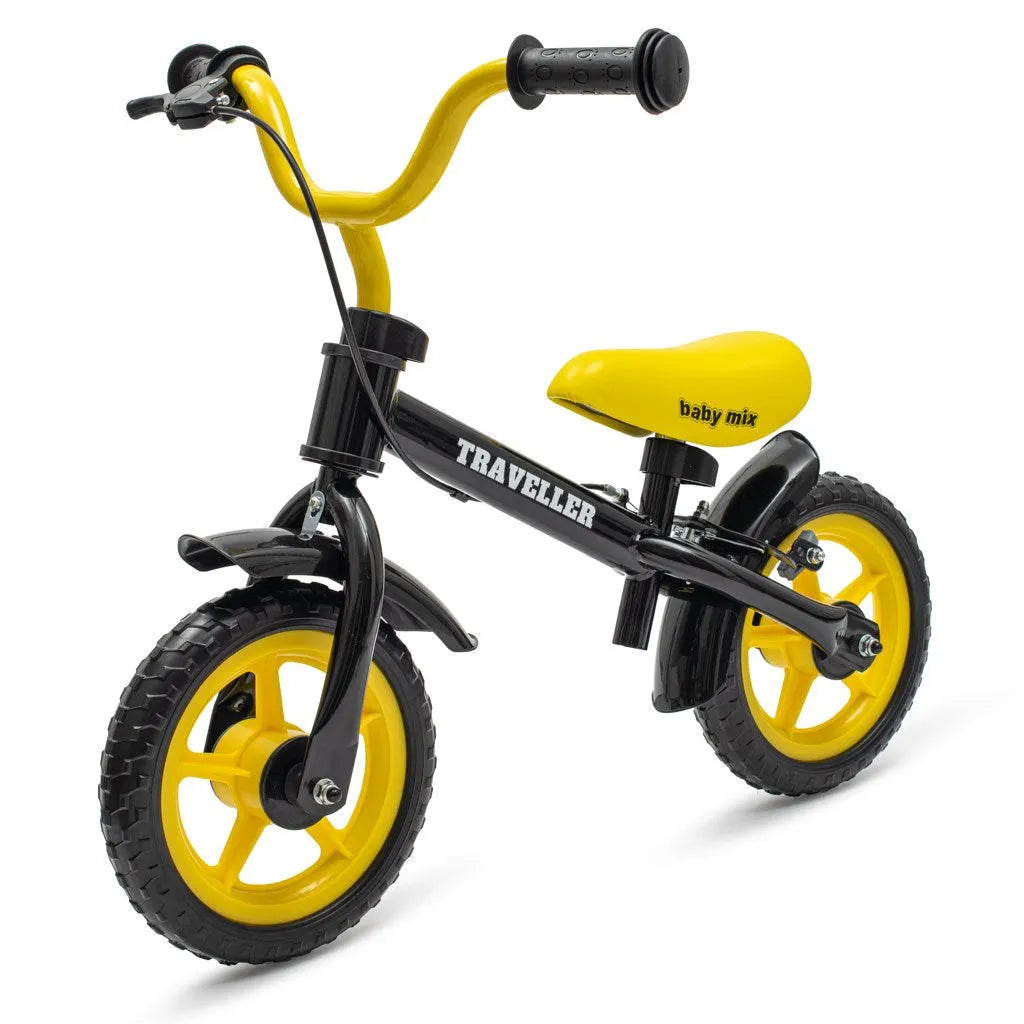 Detský Balančný Bicykel s Brzdou Baby Mix Traveller čierny - Balančné Bicykle - Baby Mix