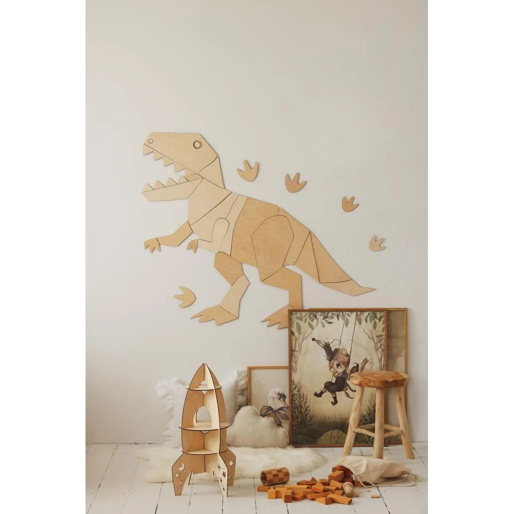 Dinosaurus T-rex Tyranosaurus - Drevená Nástenná Dekorácia Xl Veľkosť - 135cmx170cm - Nástenná - Cut It Now