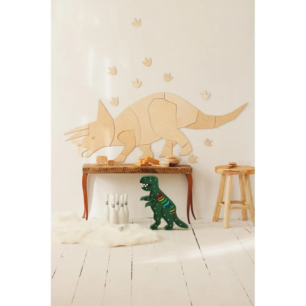 Dinosaurus Triceratops - Drevená Nástenná Dekorácia Veľkosť s - 40cmx120cm - Nástenná - Cut It Now