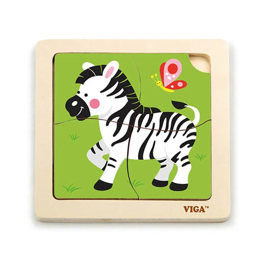 Drevené Puzzle pre Najmenších Viga 4 Ks Zebra - Hračky