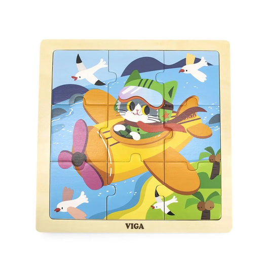 Drevené Puzzle pre Najmenších Viga 9 Ks Lietadlo - Puzzle