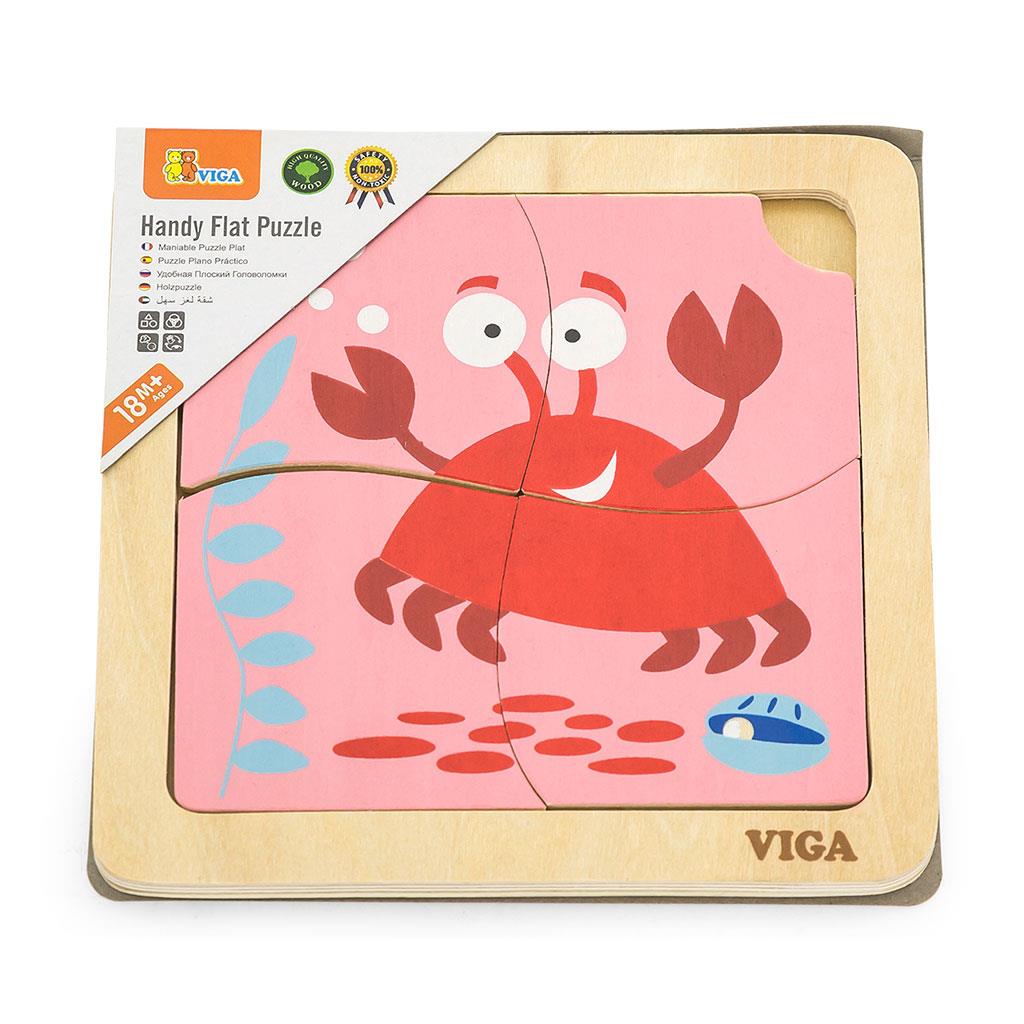 Drevené Puzzle pre Najmenších Viga 4 Ks Krab - Hračky