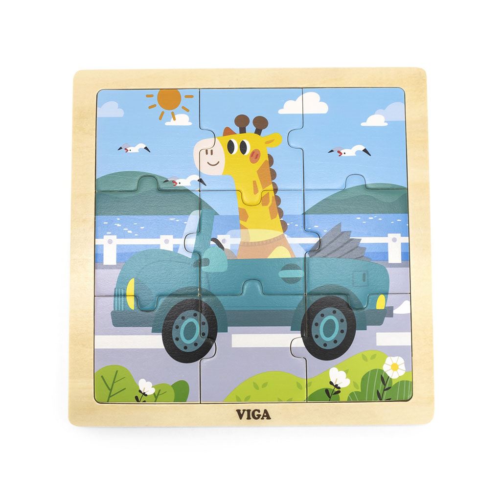 Drevené Puzzle pre Najmenších Viga 9 Ks Auto - Hračky