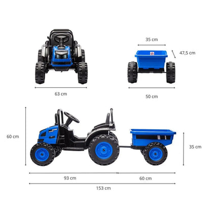 Elektrický Traktor s Prívesom Milly Mally Farmer Modrý - Elektrické Autá - Milly Mally