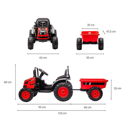 Elektrický Traktor s Prívesom Milly Mally Farmer červený - Elektrické Autá - Milly Mally