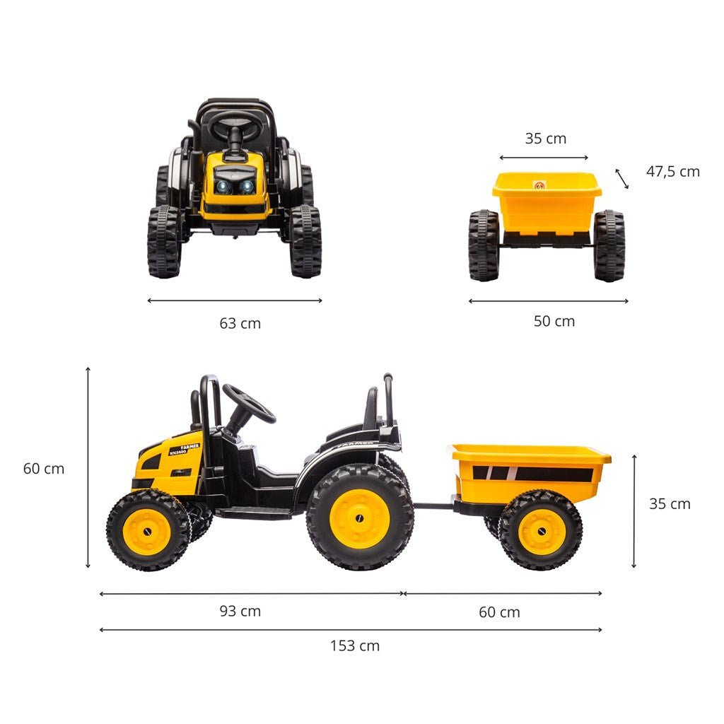 Elektrický Traktor s Prívesom Milly Mally Farmer červený - Elektrické Autá - Milly Mally