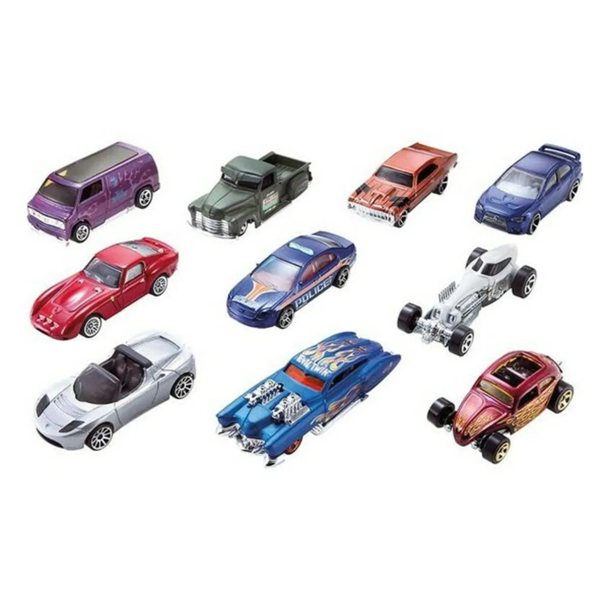 Hracia Sada Dopravných Prostriedkov Hot Wheels Kov (10 Pcs) - Autá