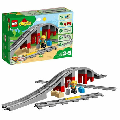 Hracia Sada Dopravných Prostriedkov Lego Duplo Train Rails And Bridge 26 Kusy