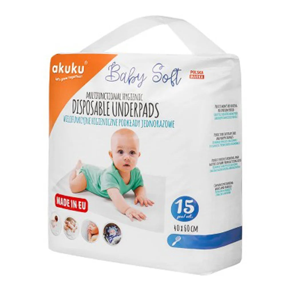 Jednorazové Hygienické Podložky Akuku Baby Soft 40x60cm 15ks - Prebaľovacie - Akuku