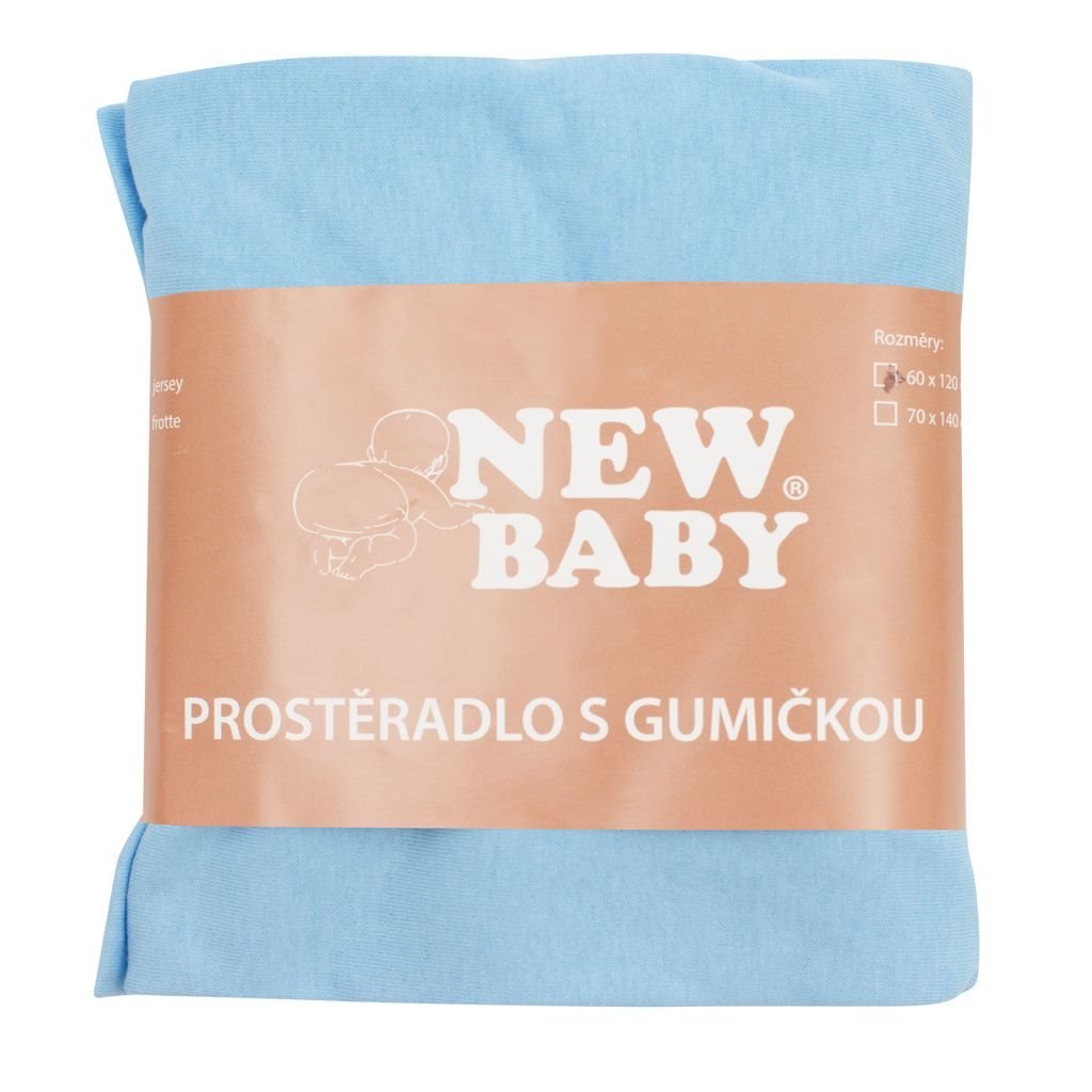 Jersey Prestieradlo do Postieľky New Baby 120x60 Modré - Prestieradlá - New Baby