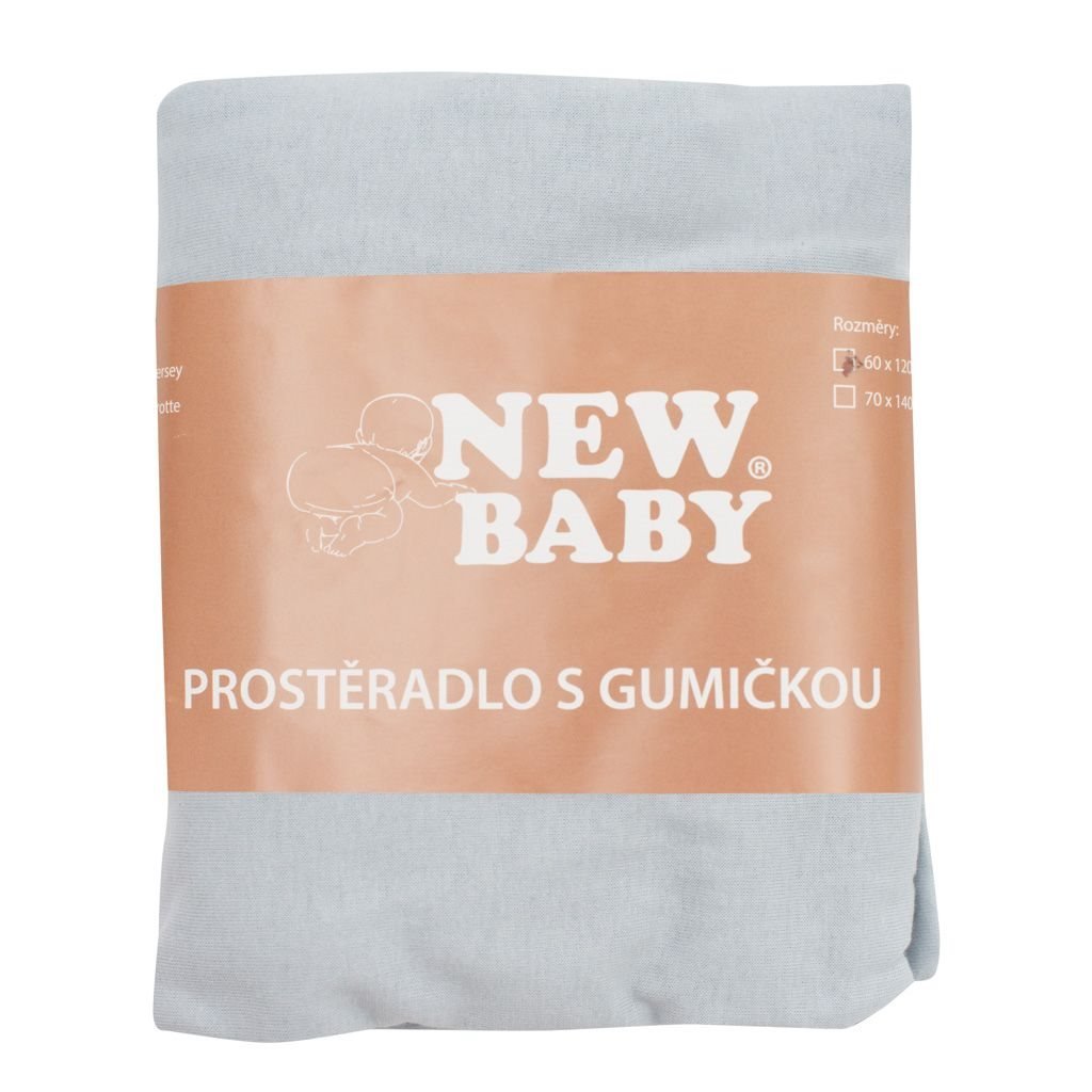 Jersey Prestieradlo do Postieľky New Baby 120x60 Sivé - Prestieradlá - New Baby