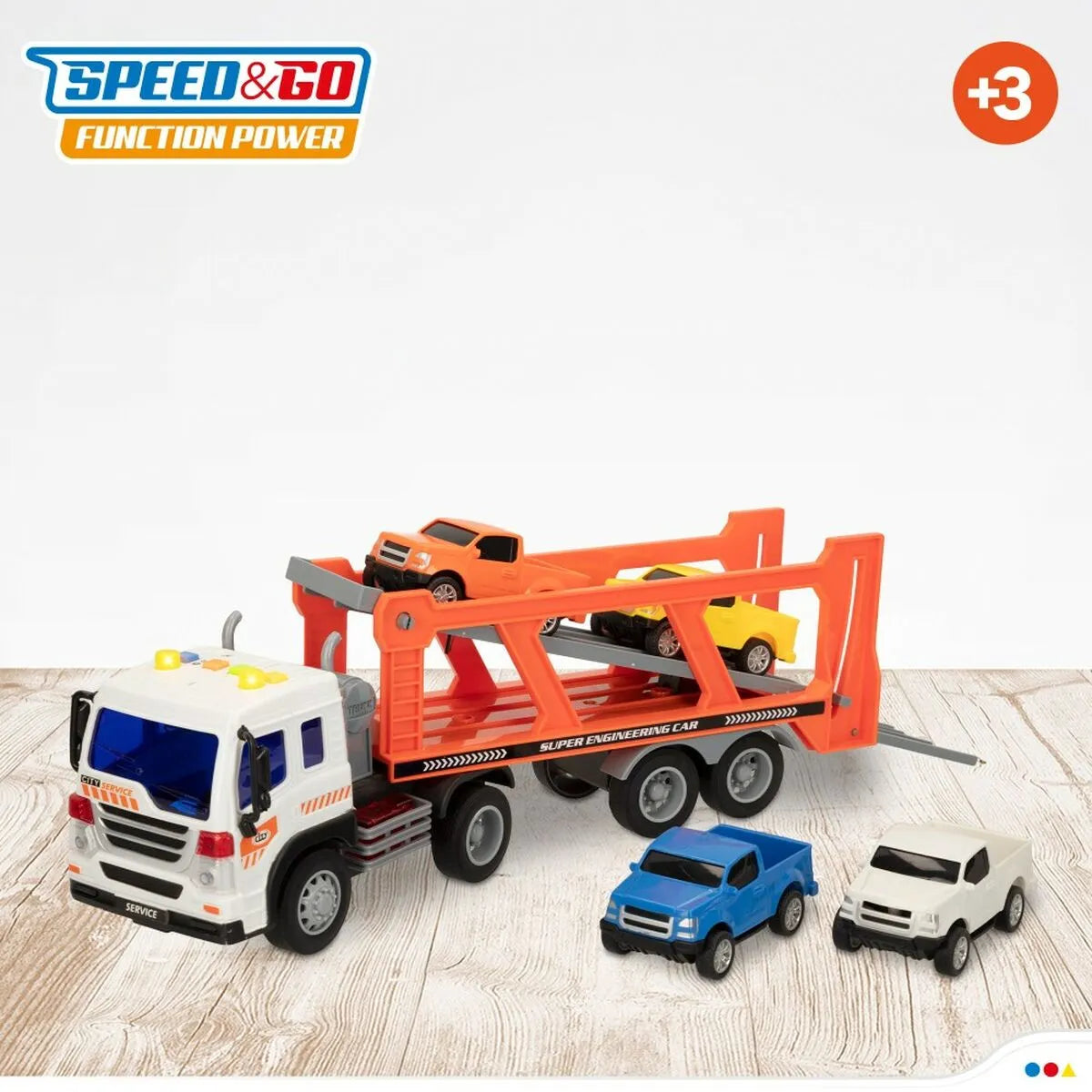 Kamión na Prepravu áut a Vyklápacie Autá Speed & Go 37,5 x 12,5 10 Cm (2 Kusov) - Nákladné Kamióny