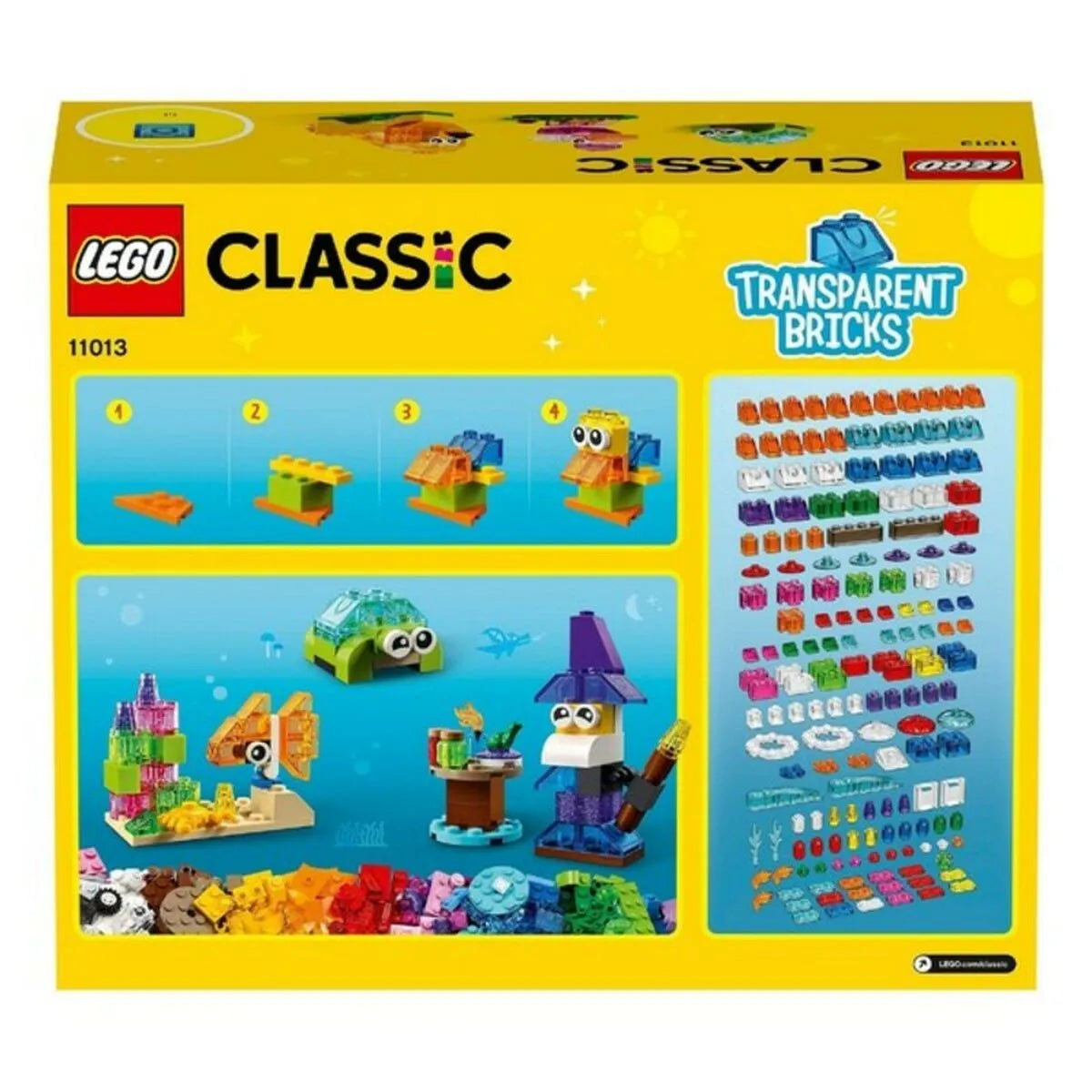 Klasická Stavebnica Priehľadných Kociek Lego 11013 500 Kusov