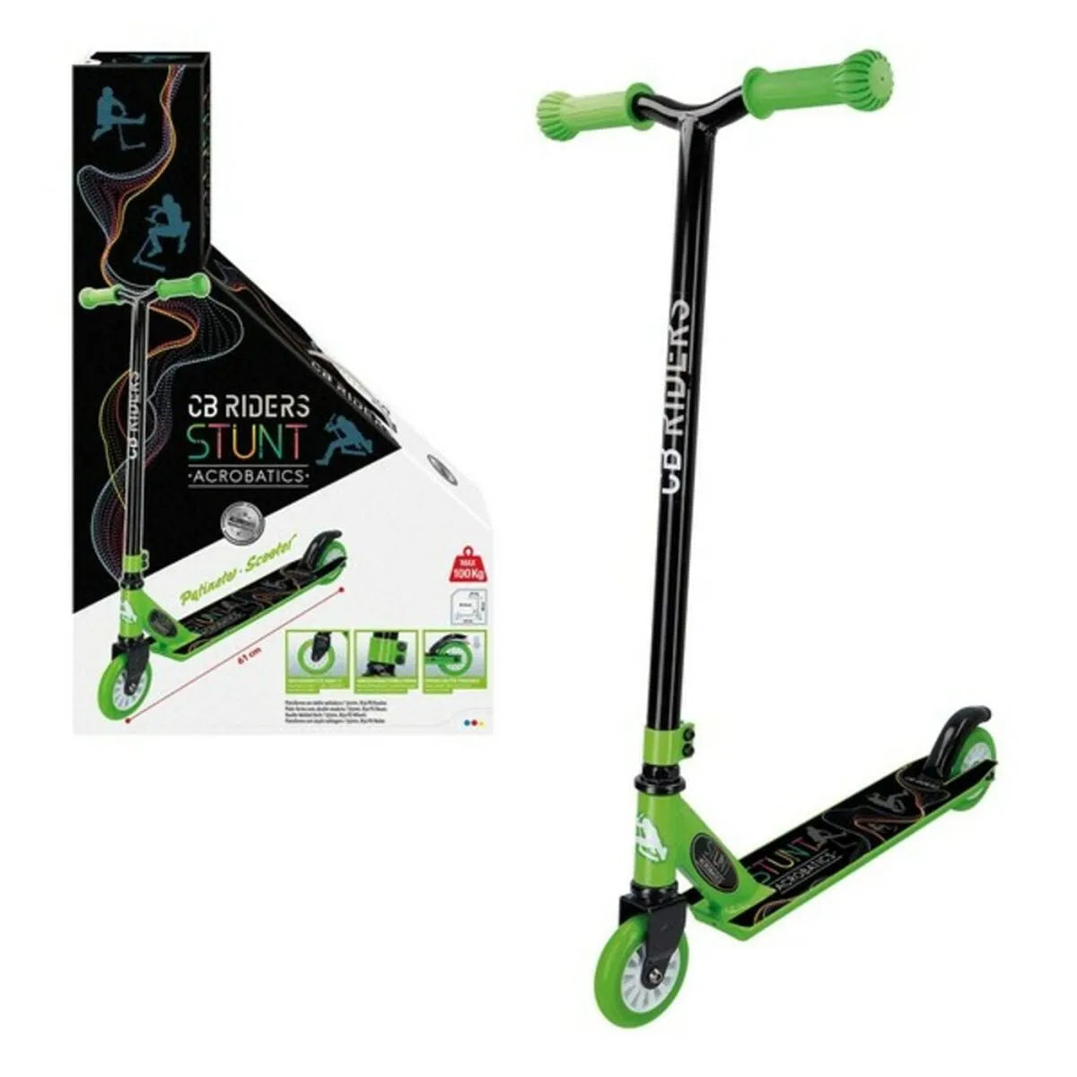 Kolobežka Scooter Cb Riders Colorbaby 54065 čierna/zelená (61 x 37 80 Cm) - Kolobežky