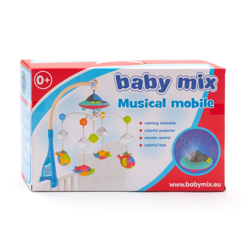 Kolotoč Nad Postieľku s Projektorom a Ovládačom Baby Mix Modrý - Kolotoče - Baby Mix