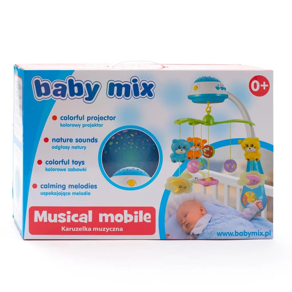 Kolotoč Nad Postieľku so Svetelným Projektorom Baby Mix červený - Kolotoče - Baby Mix