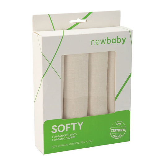 Látkové Plienky z Organickej Bavlny New Baby Softy 70 x Cm 4 Ks - Plienky - New Baby