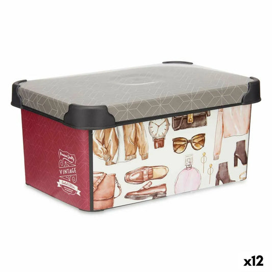 Nádoba na Uskladnenie Plastické Vintage 5 l (19 x 13,5 29 Cm) (12 Kusov) - Koše a Boxy Hračky - Kipit