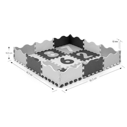 Penové Puzzle Podložka Ohrádka Milly Mally Jolly 3x3 Digits Grey - Hracie Podložky - Milly Mally