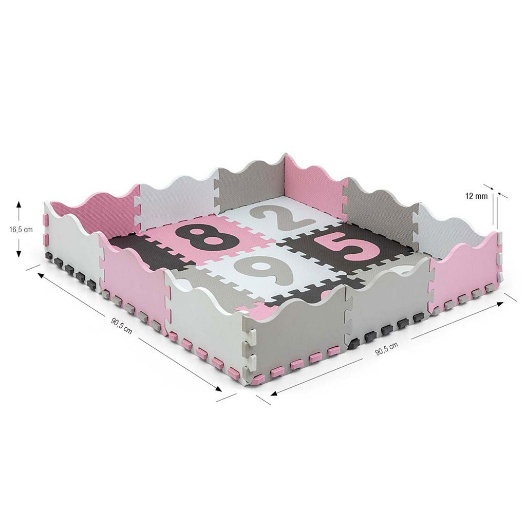 Penové Puzzle Podložka Ohrádka Milly Mally Jolly 3x3 Digits Pink Grey - Hracie Podložky - Milly Mally