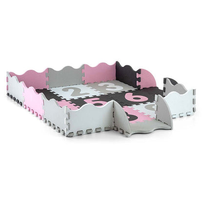 Penové Puzzle Podložka Ohrádka Milly Mally Jolly 3x3 Digits Pink Grey - Hracie Podložky - Milly Mally