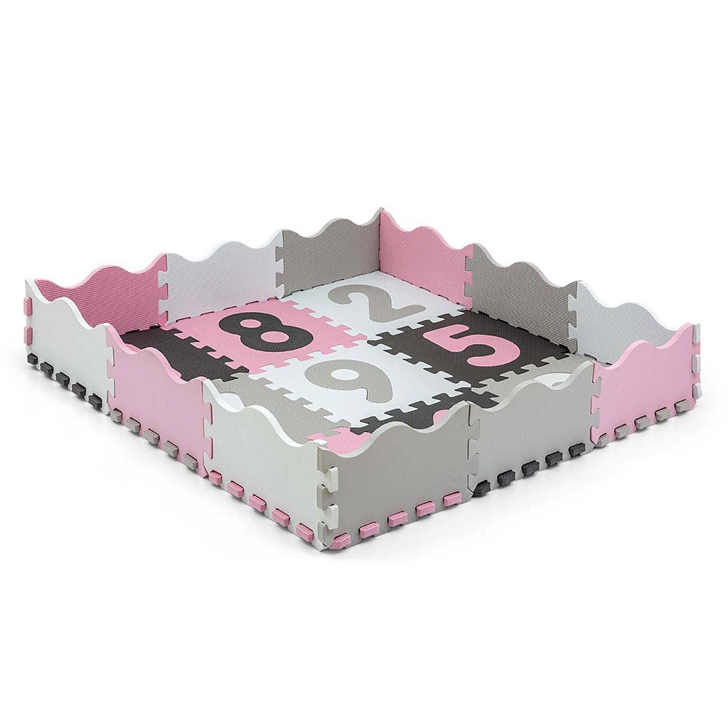 Penové Puzzle Podložka Ohrádka Milly Mally Jolly 3x3 Digits Pink Grey - Hracie Podložky - Milly Mally