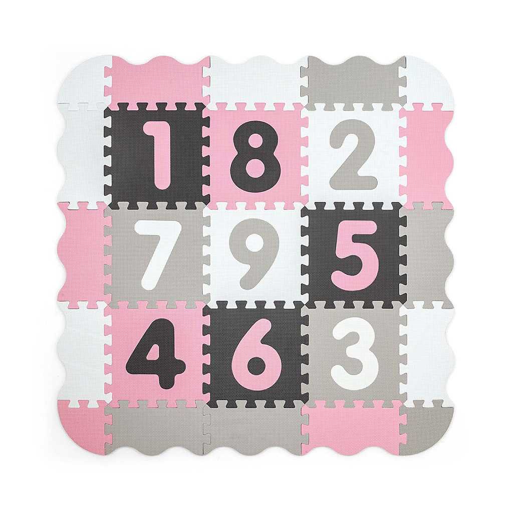 Penové Puzzle Podložka Ohrádka Milly Mally Jolly 3x3 Digits Pink Grey - Hracie Podložky - Milly Mally