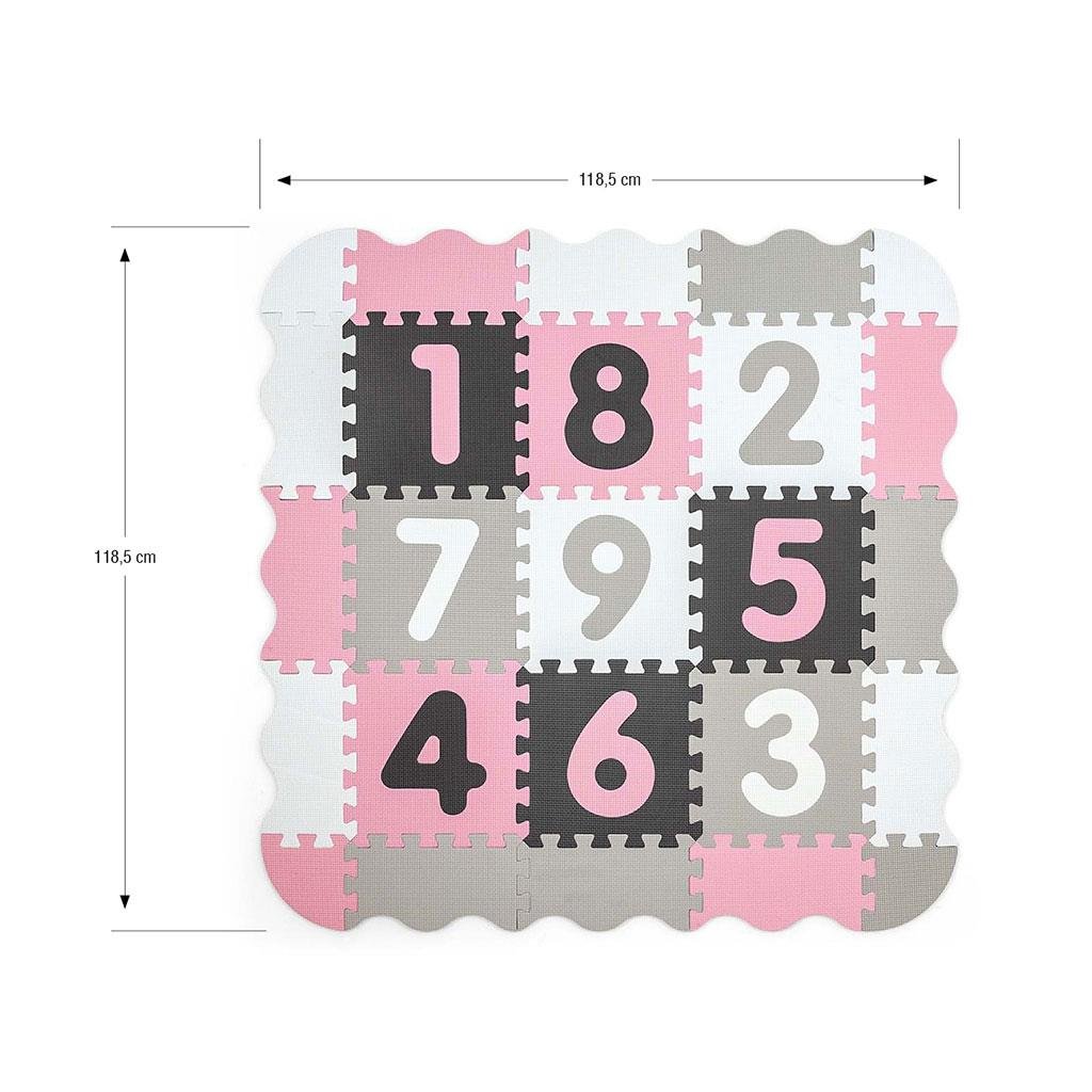 Penové Puzzle Podložka Ohrádka Milly Mally Jolly 3x3 Digits Pink Grey - Hracie Podložky - Milly Mally