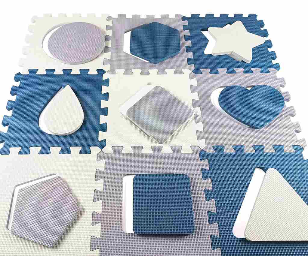 Penové Puzzle Podložka Ohrádka Milly Mally Jolly 3x3 Shapes Blue - Hracie Podložky - Milly Mally