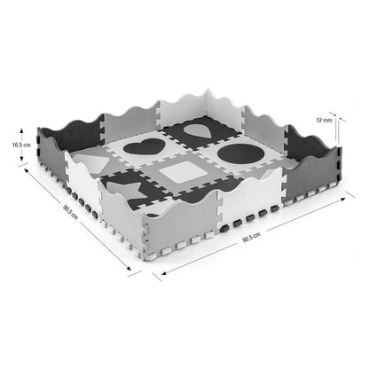 Penové Puzzle Podložka Ohrádka Milly Mally Jolly 3x3 Shapes Grey - Hracie Podložky - Milly Mally