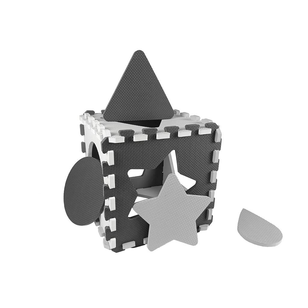 Penové Puzzle Podložka Ohrádka Milly Mally Jolly 3x3 Shapes Grey - Hracie Podložky - Milly Mally