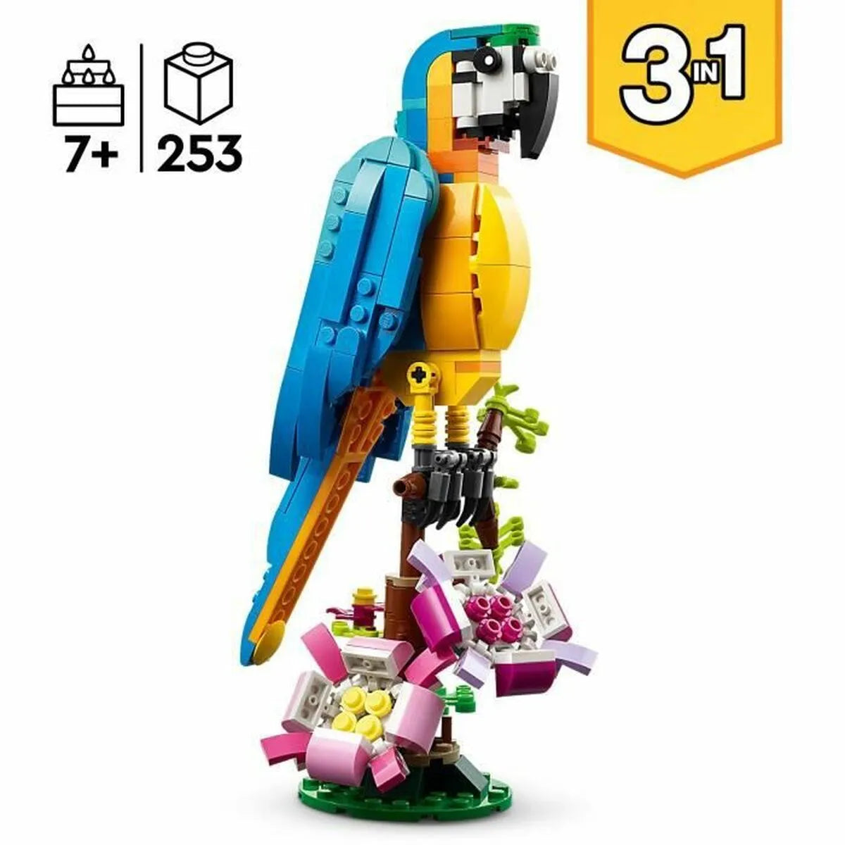 Playset Lego Creator 31136 Exotic Parrot With Frog And Fish 3 v 1 253 Kusy - Hračky a Hry Bábiky Postavičky