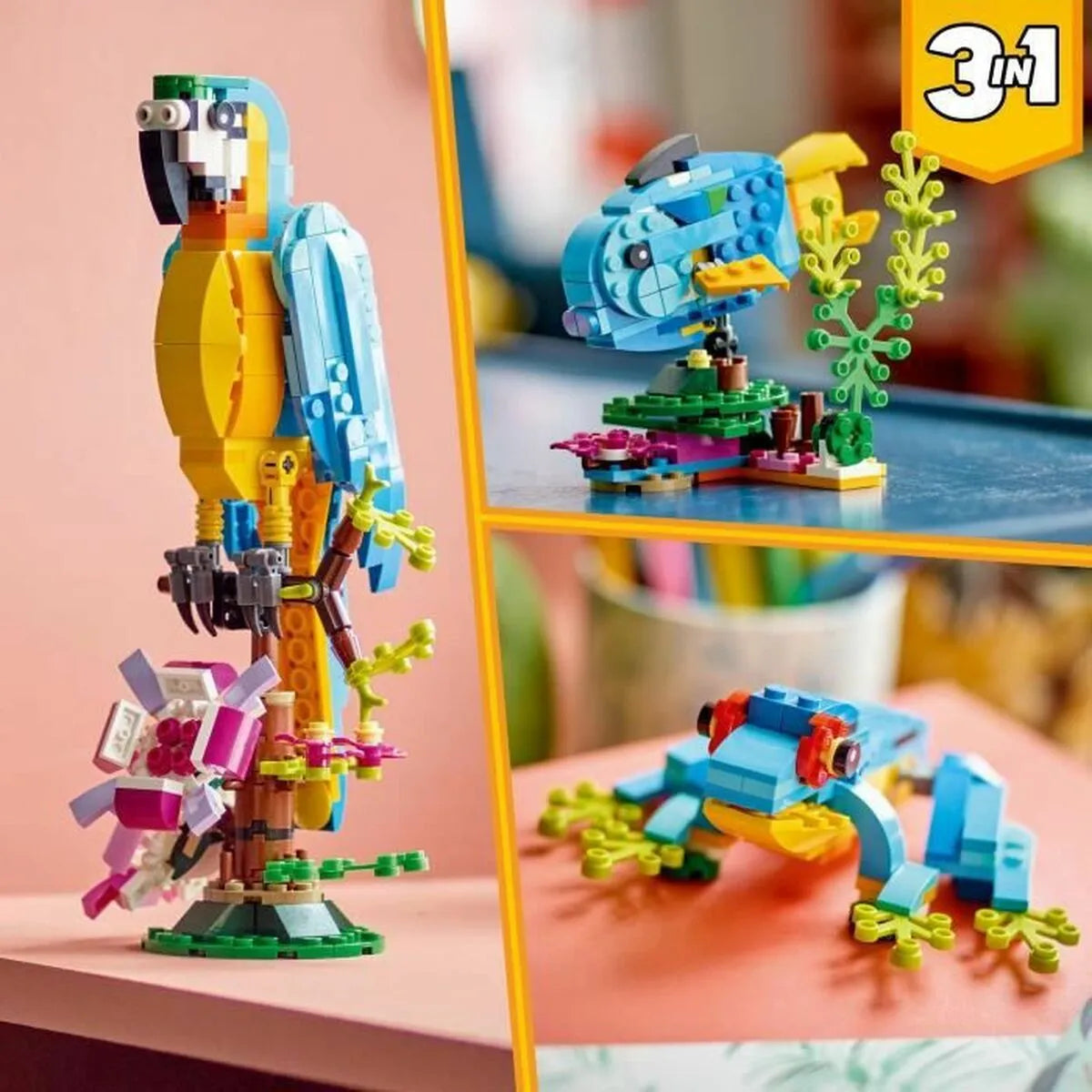 Playset Lego Creator 31136 Exotic Parrot With Frog And Fish 3 v 1 253 Kusy - Hračky a Hry Bábiky Postavičky