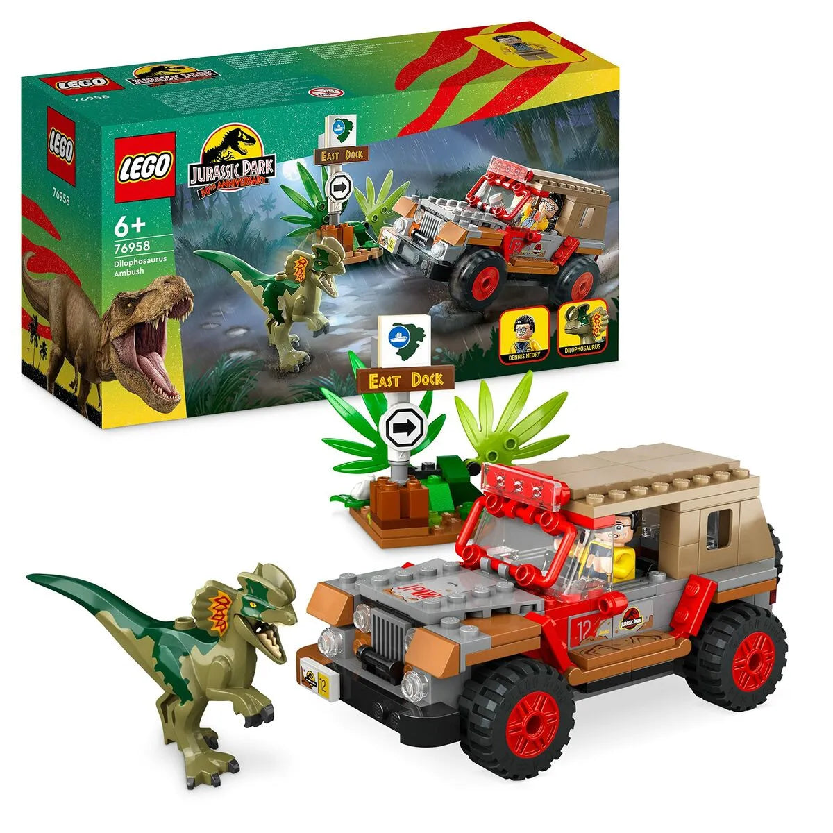 Playset Lego Jurassic Park 30th Anniversary Dilophosaurus Ambush 211 Kusy