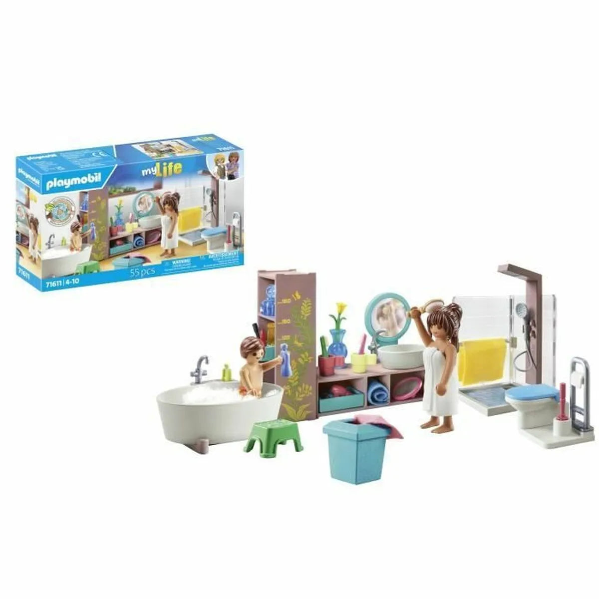 Playset Playmobil 71611 - Kúpeľňa Vaňa 55 Kusov - Hračky a Hry Bábiky Postavičky