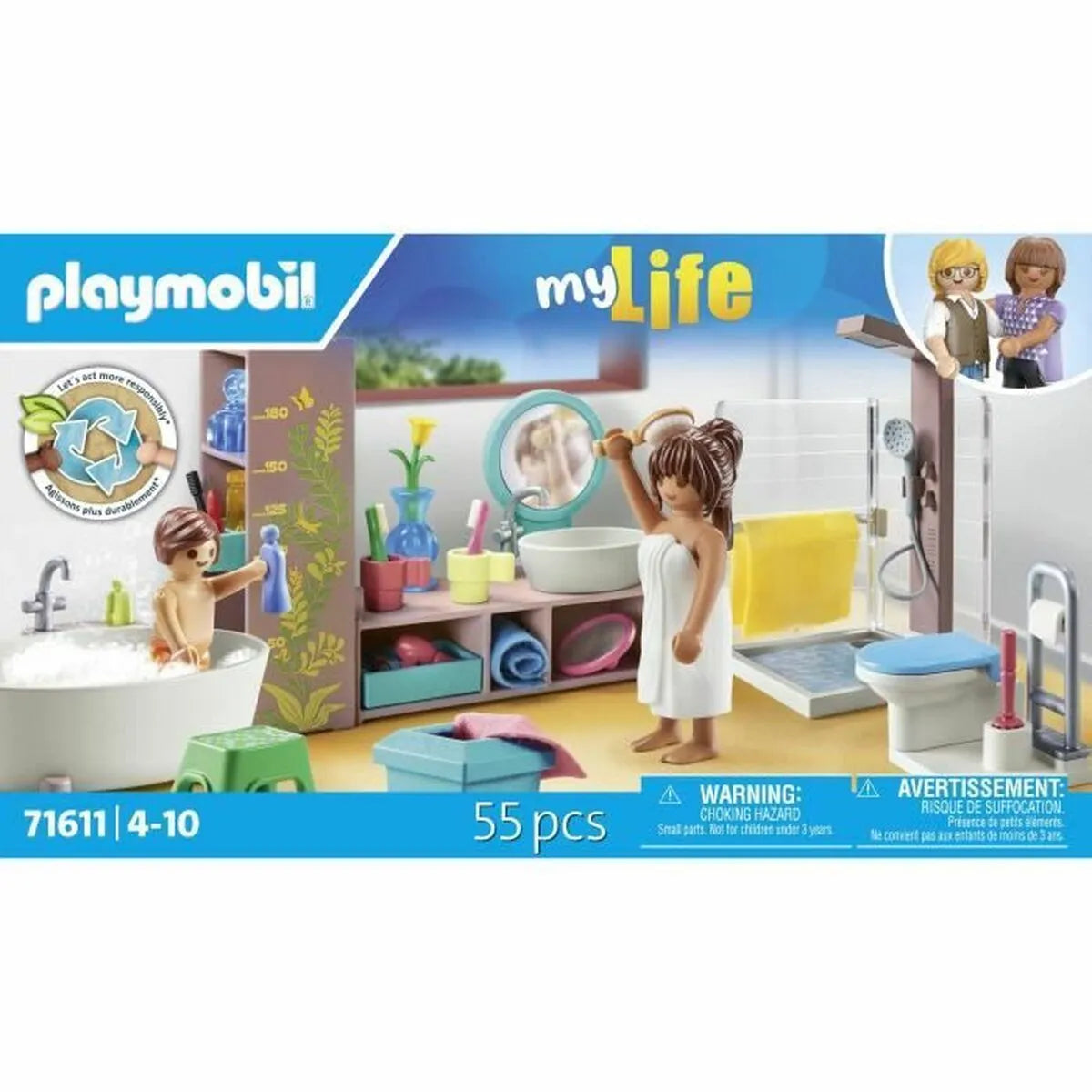 Playset Playmobil 71611 - Kúpeľňa Vaňa 55 Kusov - Hračky a Hry Bábiky Postavičky