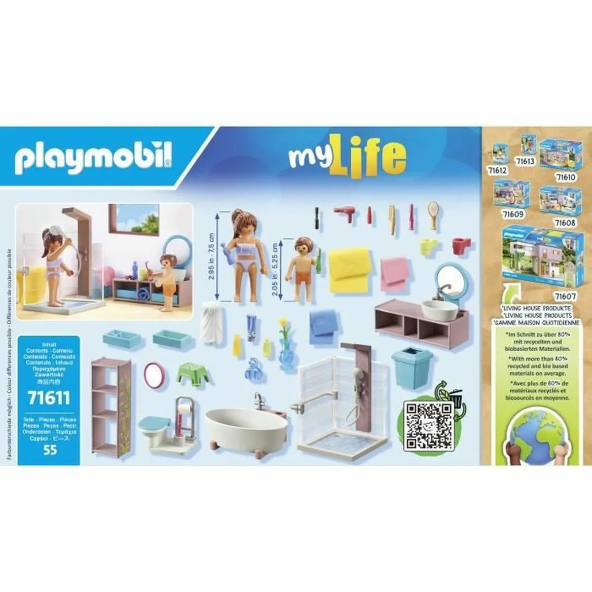 Playset Playmobil 71611 - Kúpeľňa Vaňa 55 Kusov - Hračky a Hry Bábiky Postavičky